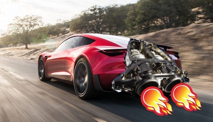 Tesla Roadster vlammen