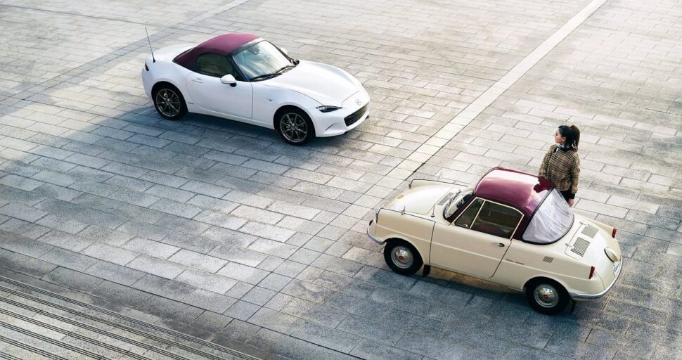 De Mazda MX-5 100th Anniversary en een Mazda R360 Coupé
