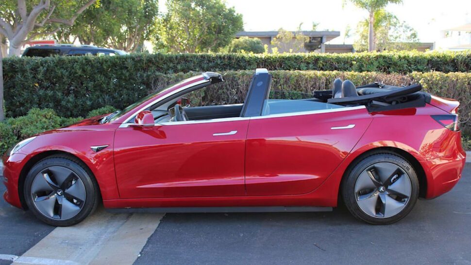 Tesla Model 3 Cabrio zijkant