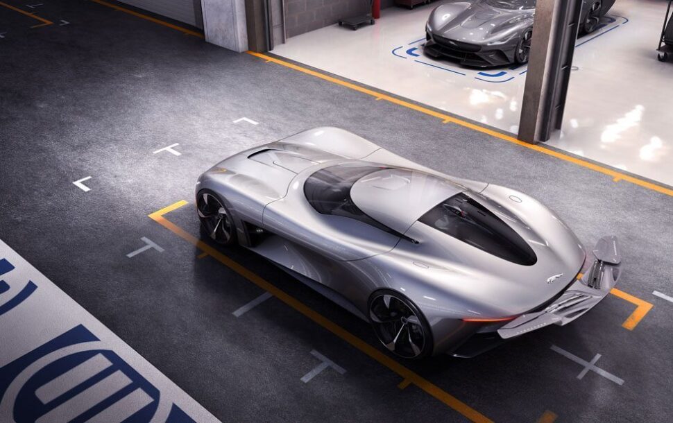 De Jaguar EV-type zou er ongeveer uit kunnen zien zoals de Vision GT