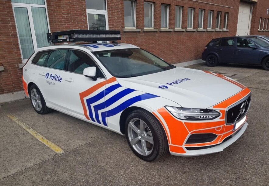 Een Belgische politieauto