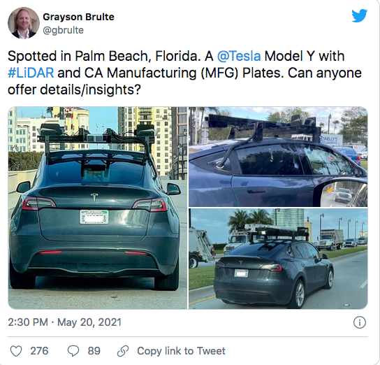 Tesla met LIDAR
