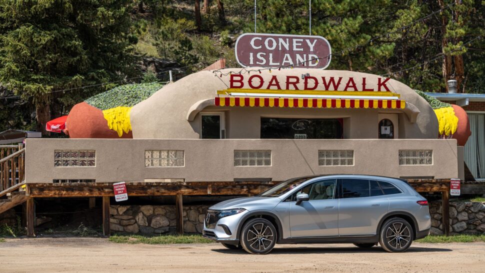 Mercedes EQS SUV Coney Island Boardwalkd