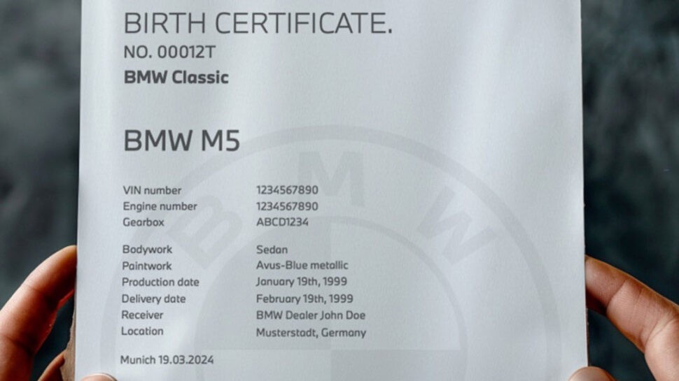 BMW geboortecertificaat